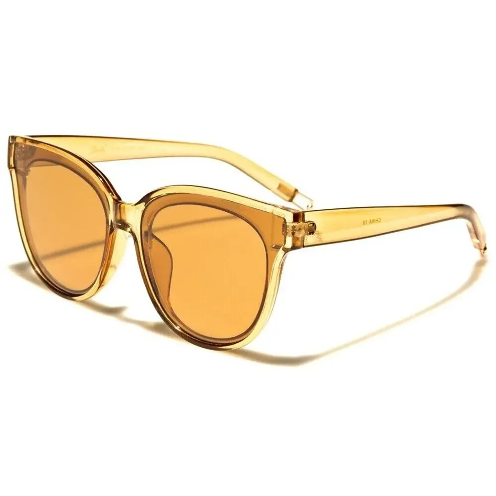 Amber Retro Cat Eye Sunglasses Gold Temple Arms